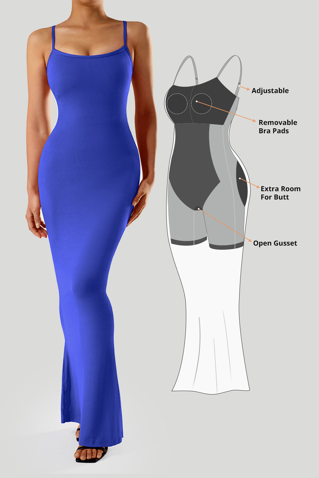 Spaghetti Strap Dress With Built in Shapewear