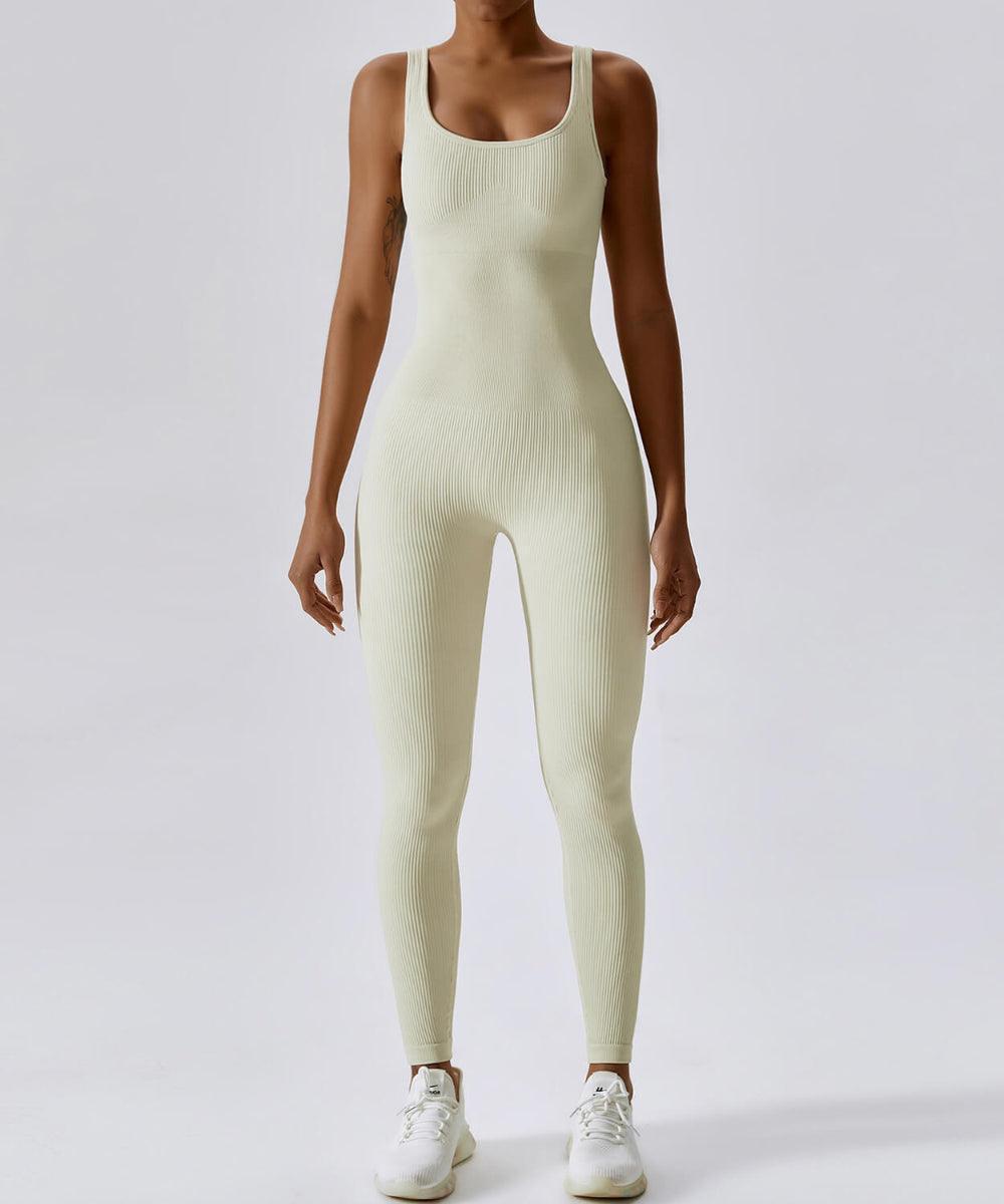 Ribbed Solid Color Tummy Control Sleeveless Seamless Jumpsuit