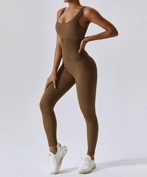 Ribbed Solid Color Tummy Control Sleeveless Seamless Jumpsuit