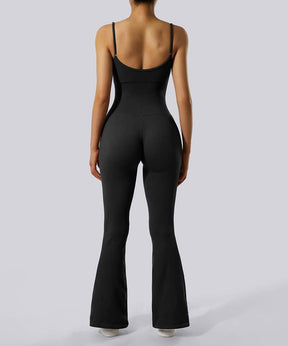 Ribbed Tummy Control Sleeveless Seamless Flared Jumpsuit