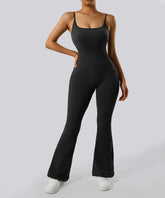 Ribbed Tummy Control Sleeveless Seamless Flared Jumpsuit