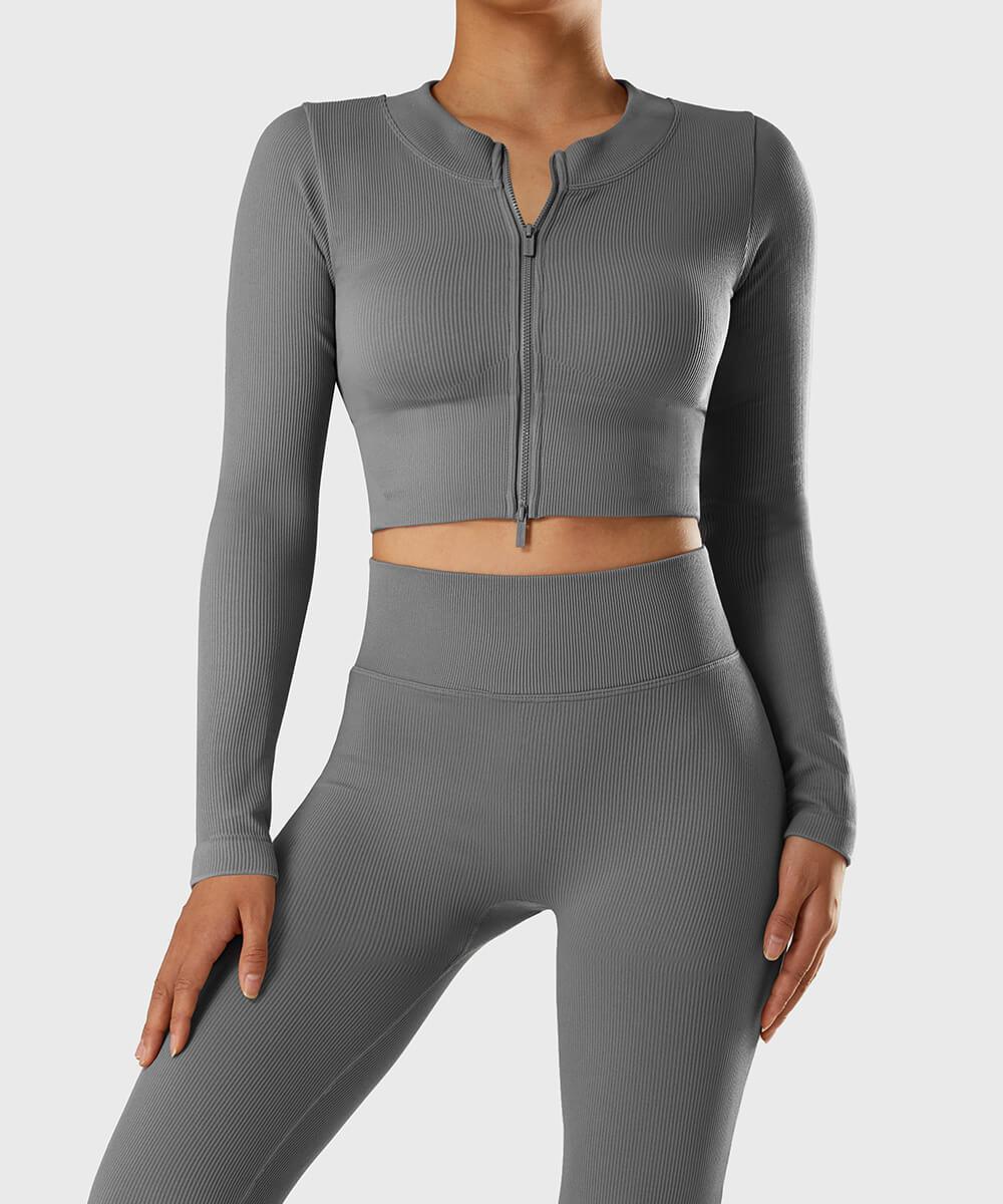 Ribbed Two-Way Zipper Yoga Set