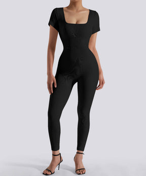 Short Sleeves Tummy Control Jumpsuit