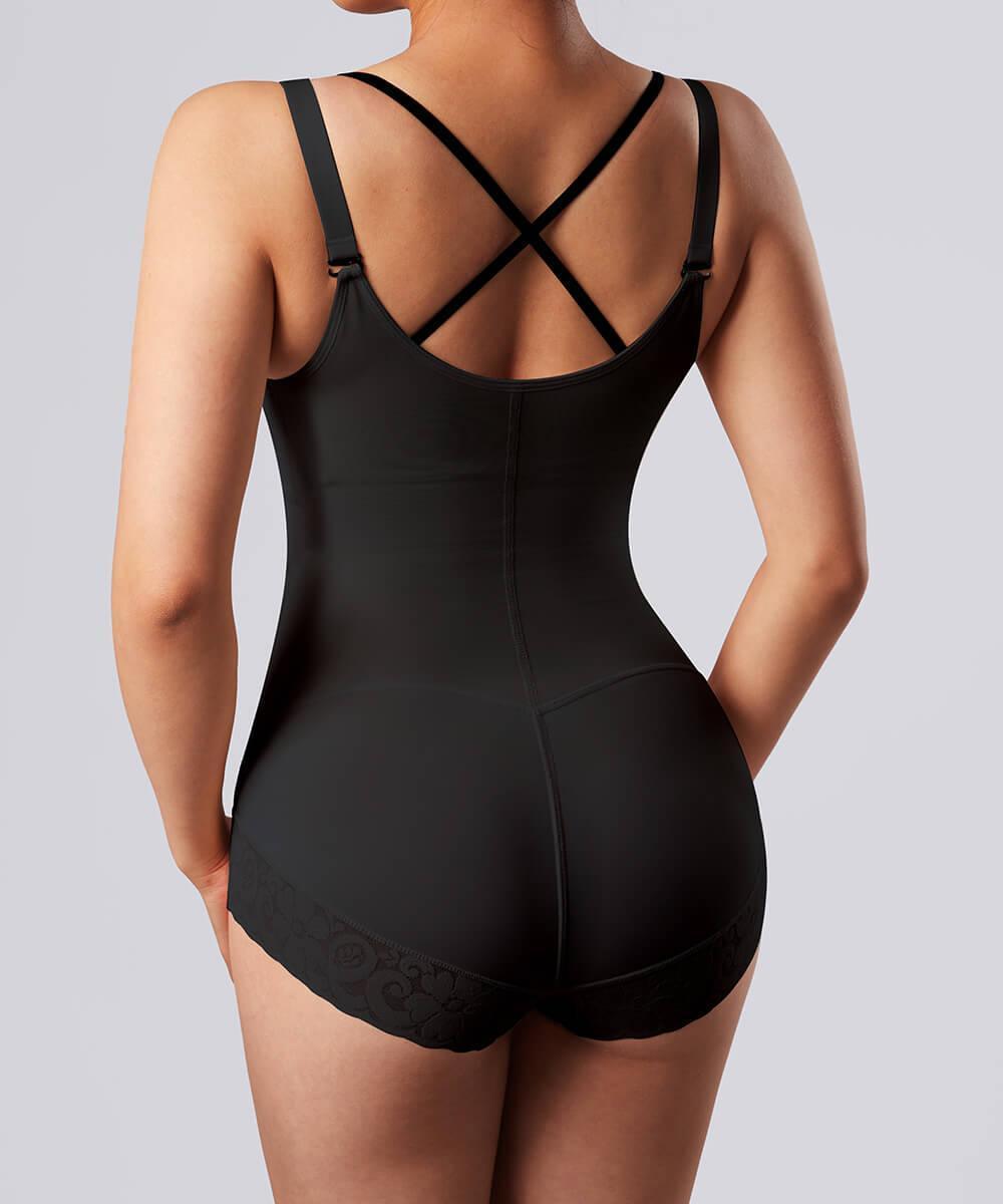 Solid Color Zipper Seamed Shapewear Bodysuit