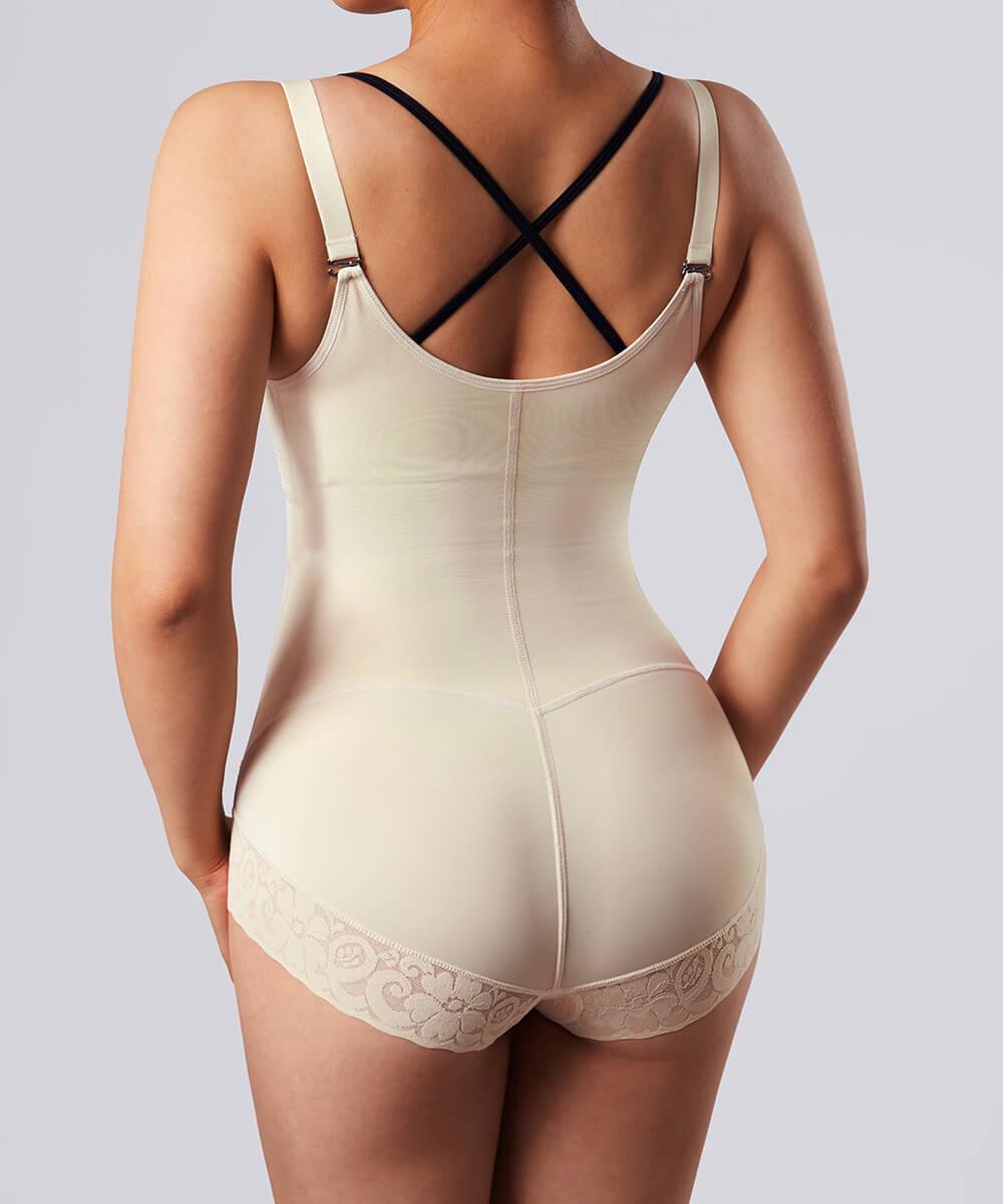 Solid Color Zipper Seamed Shapewear Bodysuit