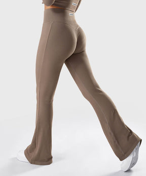 Solid Ribbed Flared Seamless Legging