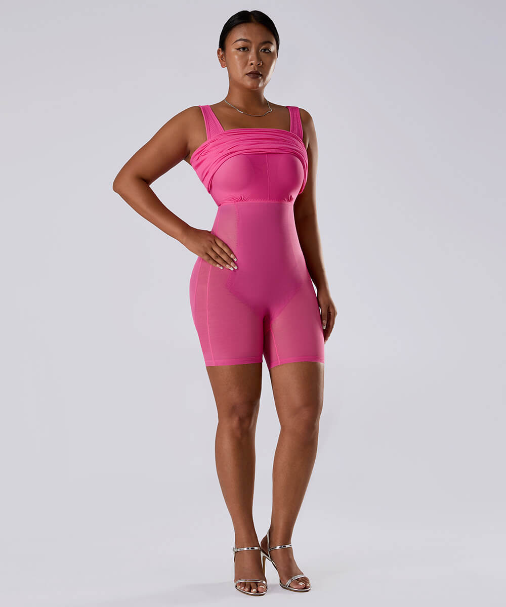 Solid Sleeveless Dress With Built in Shapewear