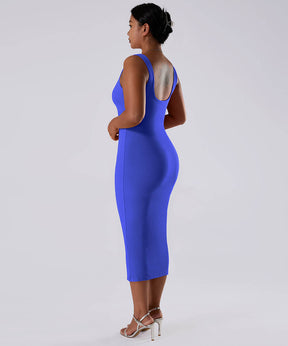 Solid Sleeveless Dress With Built in Shapewear