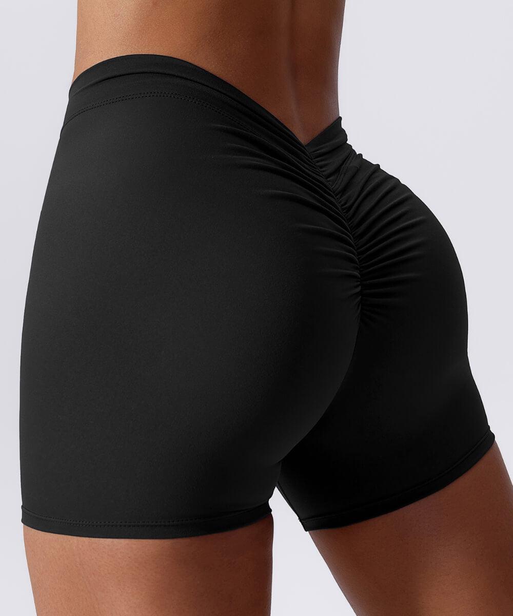 Solid V Back Butt Lift Seamed Short