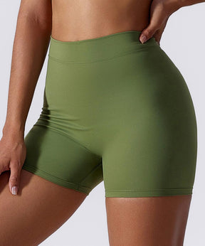 Solid V Back Butt Lift Seamed Short