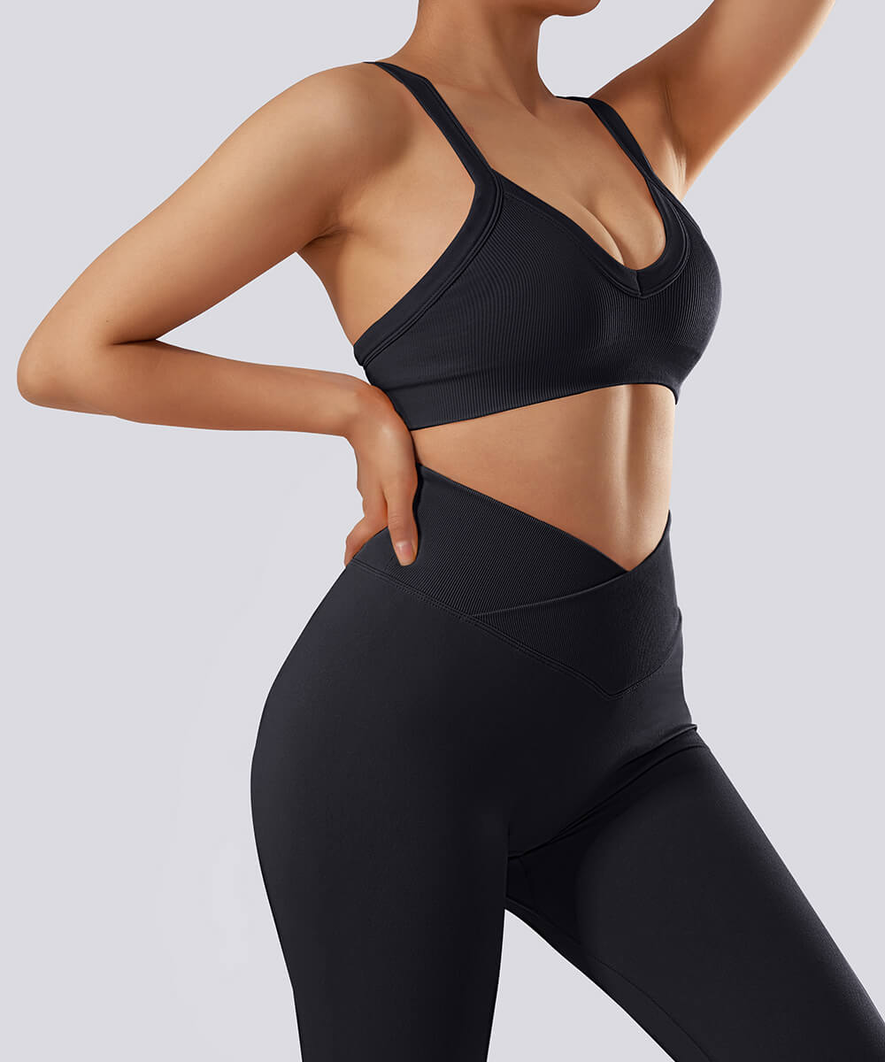 V Waist Legging Threaded Spaghetti Strap Sport Suit