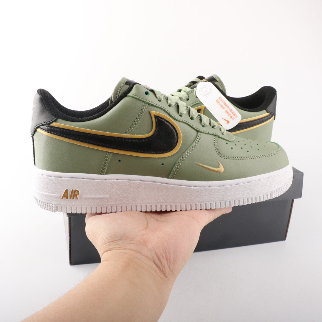 ΑΙR FΟRСΕ 1 DOUBLE SWOOSH OLIVE GOLD SCHWARZ