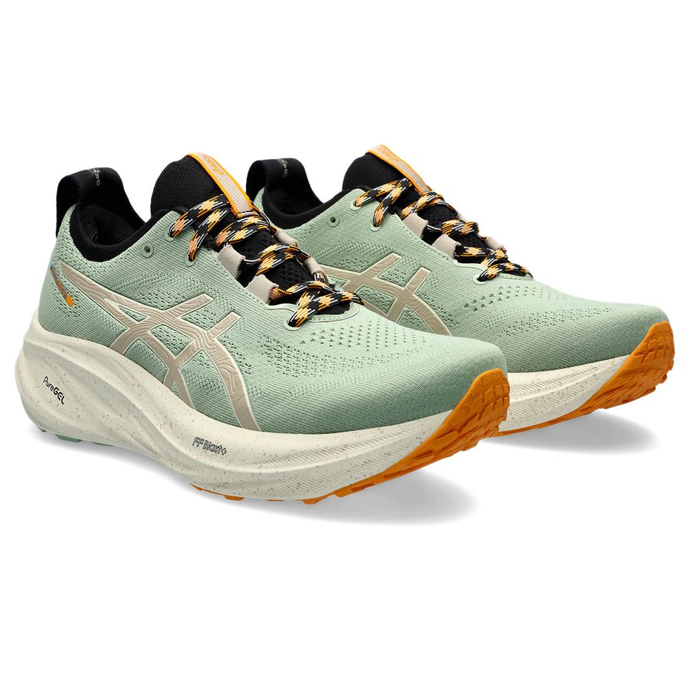 Gel-Nimbus 26 TR - Masculino - Verde Com Creme E Laranja