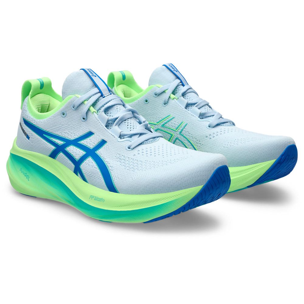 Gel-Nimbus 26 Lite-show - Masculino - Cinza Com Verde E Azul